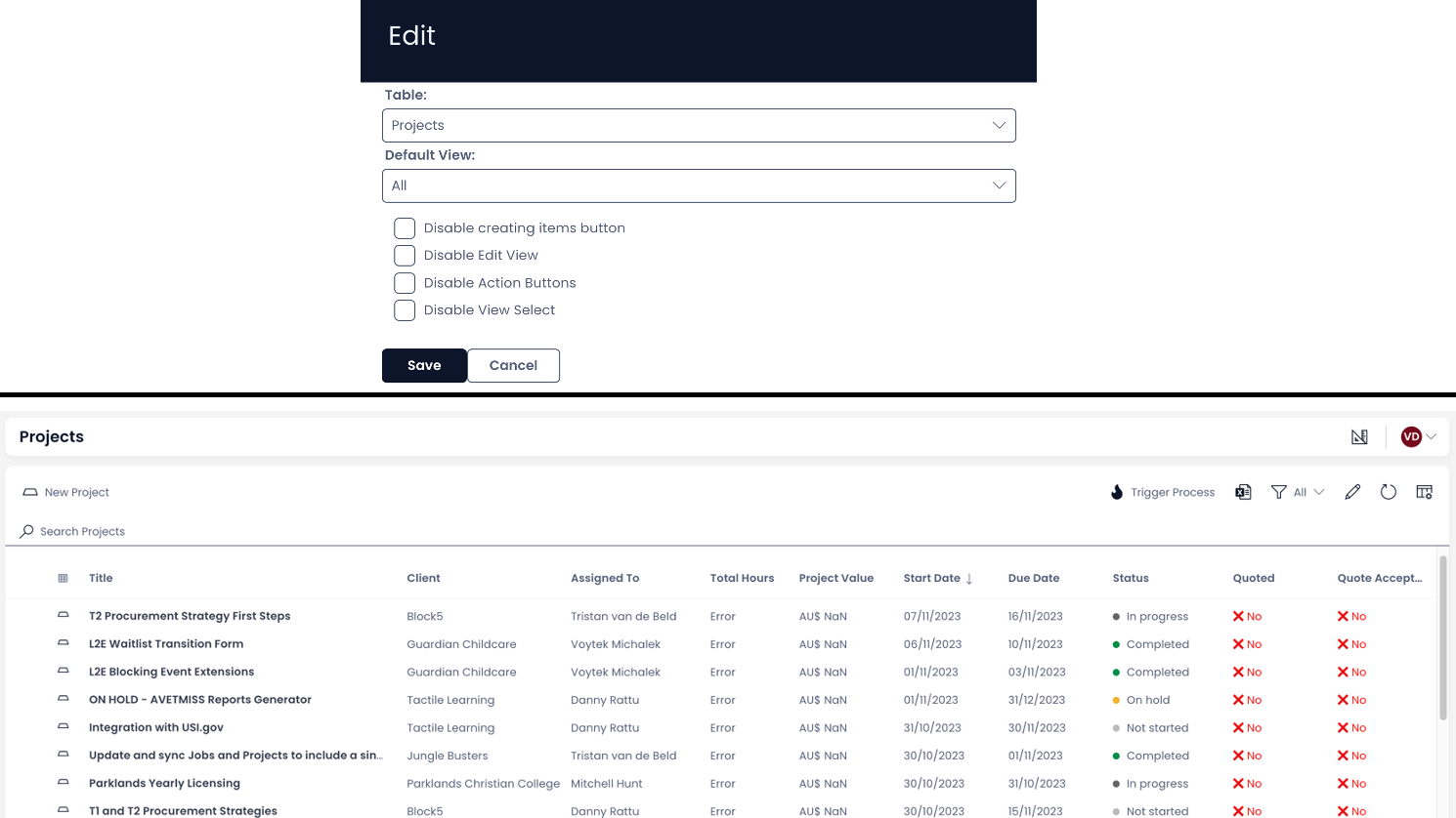 Data table in Explorer example